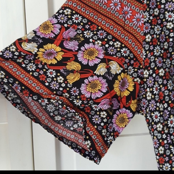 Boho Floral All Over Print Tie Waist Dress Size 2X - Picture 6 of 13